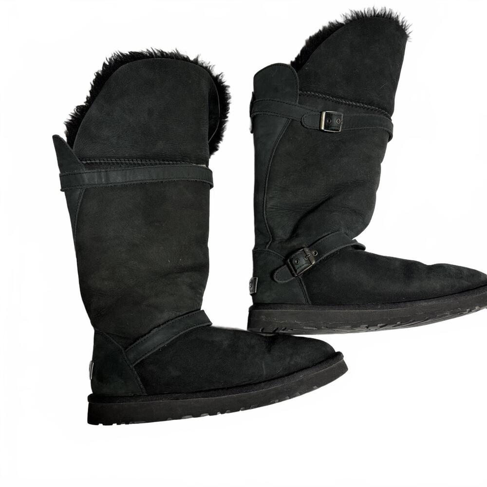 UGG Australia Ciera Tall Black Convertible‎ Suede Sheepskin Boot SZ 8. Cabincore